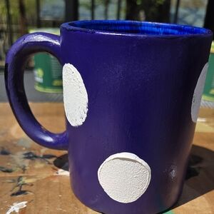 Hand-Painted Purple Polka Dot Ceramic Mug by